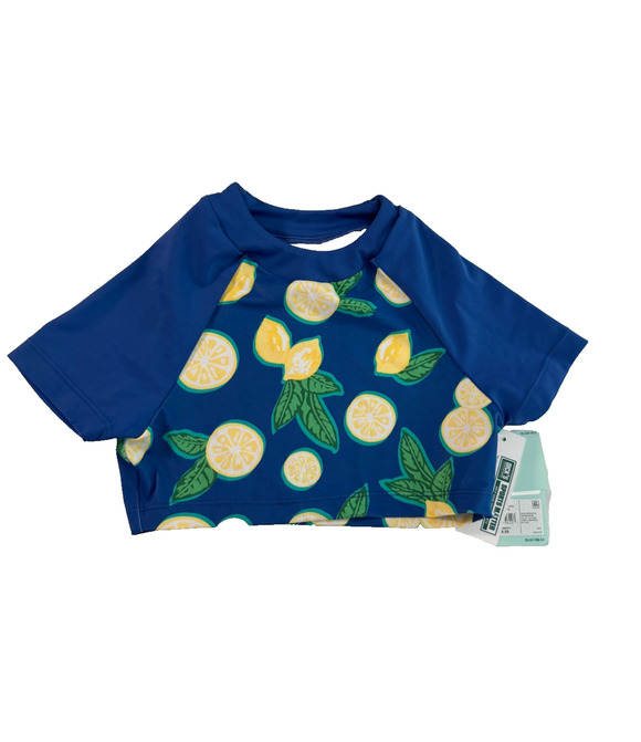 DSG Other - DSG Girls Blue Lemon Print Crop Rash Guard Swim Top Size XS NWT